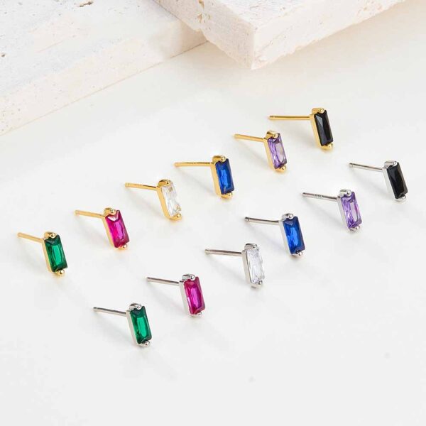 1 Square Cut Zircon Stud Earrings