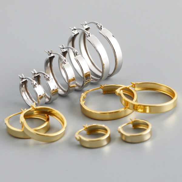 1 Silver Wide Flat Plain Earring Clik