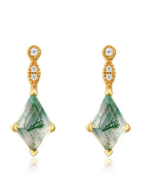 Natural Green Moss Agate Earring