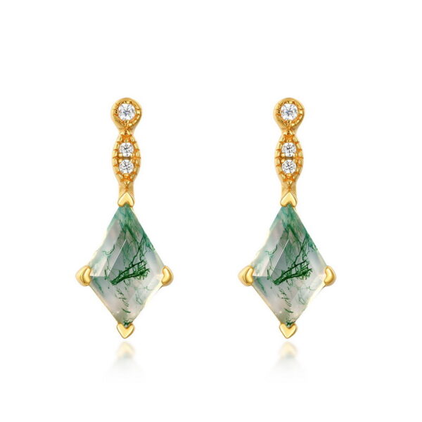 Natural Green Moss Agate Earring