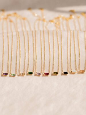 Baguette square Birthstone Necklace