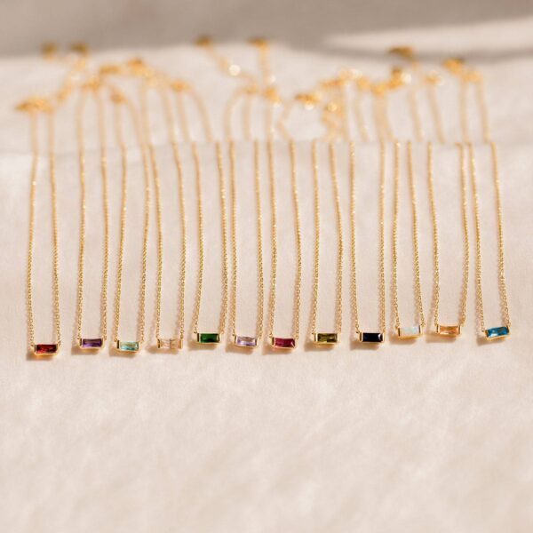 1 Baguette square Birthstone Necklace