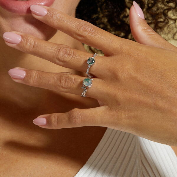 Green Moss Agate Engagement Ring