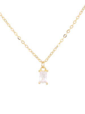 Rectangle Silver Birthstone Necklace
