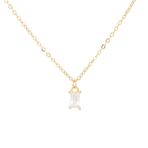 Rectangle Silver Birthstone Necklace
