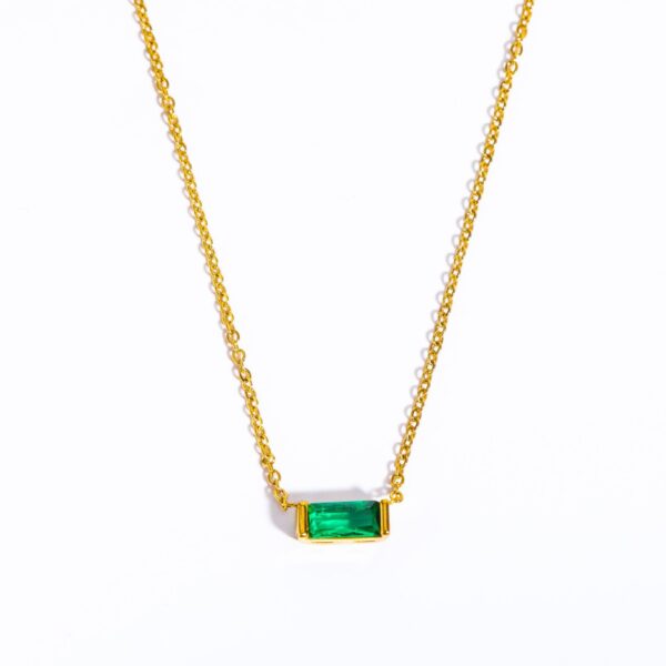 10 Baguette square Birthstone Necklace