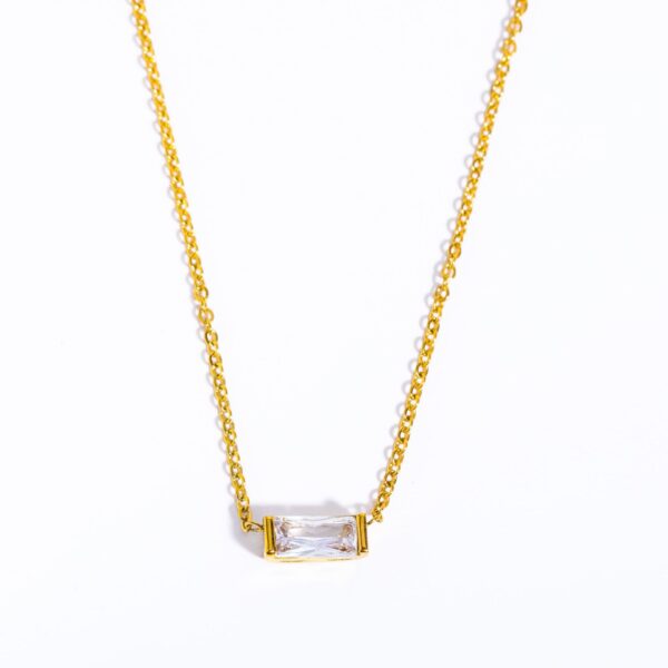11 Baguette square Birthstone Necklace