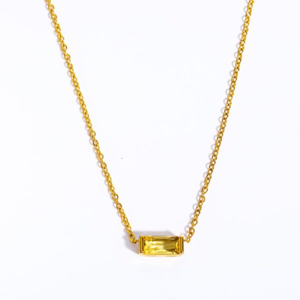 12 Baguette square Birthstone Necklace