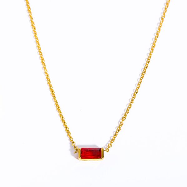 13 Baguette square Birthstone Necklace