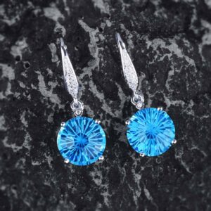 Simulated Gem Blue Topaz Stone Earrings