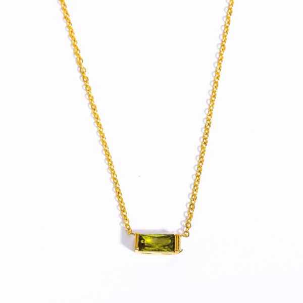 14 Baguette square Birthstone Necklace