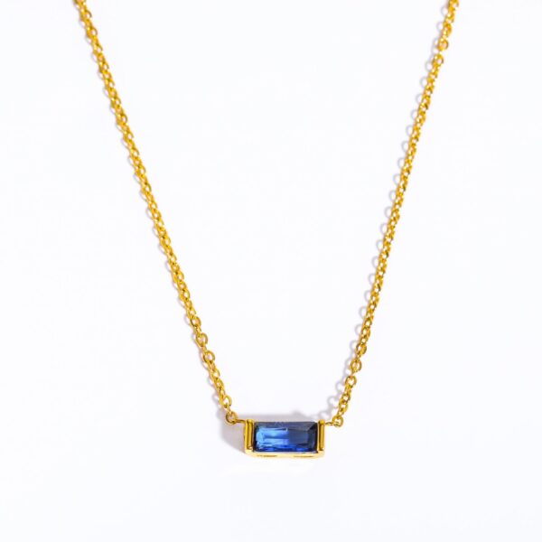 15 Baguette square Birthstone Necklace