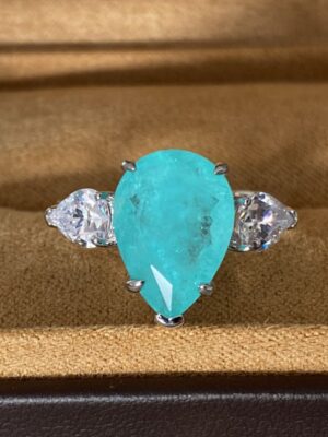 Paraiba Pear Shape Engagement Ring