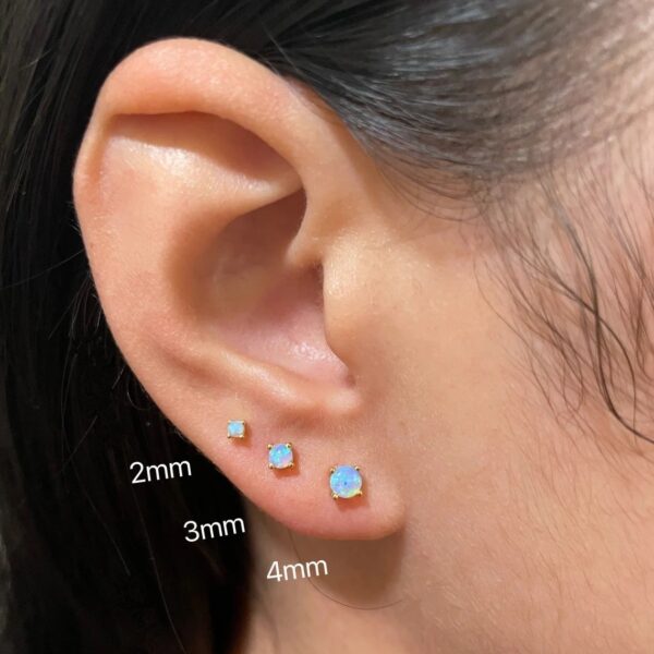 2 2mm 3mm 4mm Opal Earring Stud