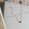 Red Ruby Silver Heart Chain Bracelet