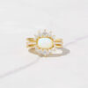 Silver Opal Engagement Ring 3pcs Set