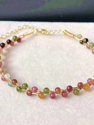 Rainbow Tourmaline Silver Bracelet