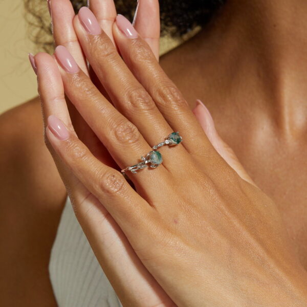Green Moss Agate Engagement Ring