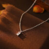 Rectangle Silver Birthstone Necklace