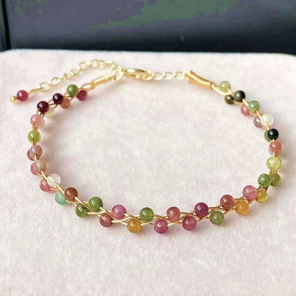 Rainbow Tourmaline Silver Bracelet