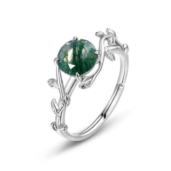 Green Moss Agate Engagement Ring