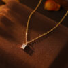 Rectangle Silver Birthstone Necklace