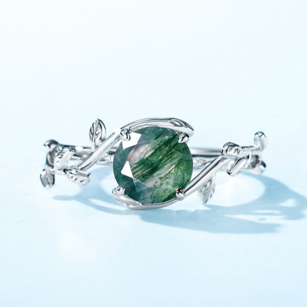 Green Moss Agate Engagement Ring