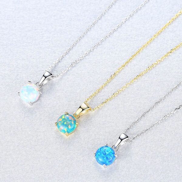 4 Round Blue Fire Opal Necklaces