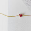 Red Ruby Silver Heart Chain Bracelet