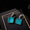 Gemstone Earrings Paraiba Square Earrings