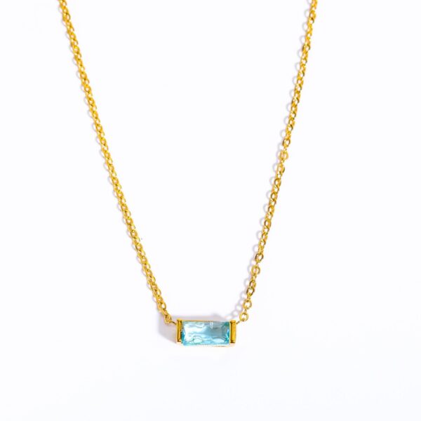 8 Baguette square Birthstone Necklace