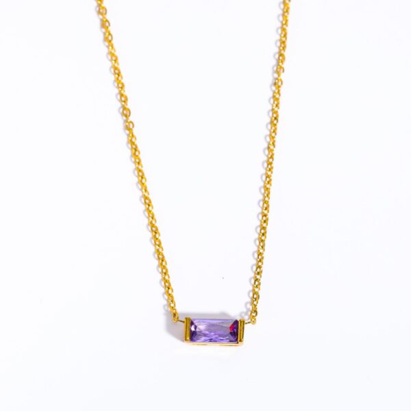 9 Baguette square Birthstone Necklace